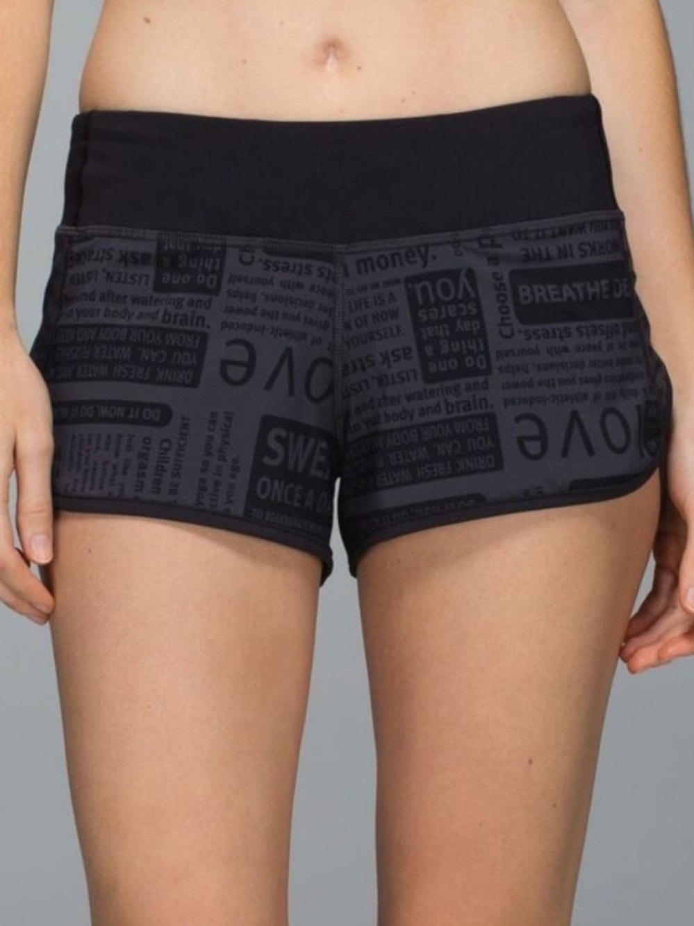 Lululemon Shorts Speed Up Size 8 Lined Shorts Manifesto Deep Coal Black/ Black
